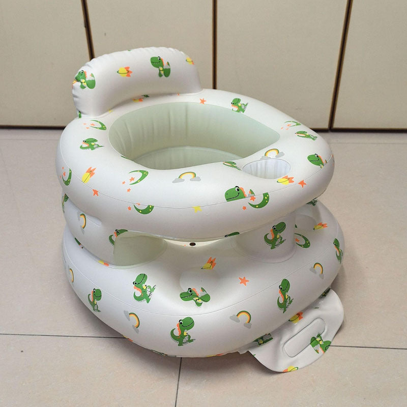 Portable Inflatable Baby Chair with Backrest and Armrests, Love Bunny Dinosaur or Little Bear Floor Seat for Supervised Awake Sitting at Home