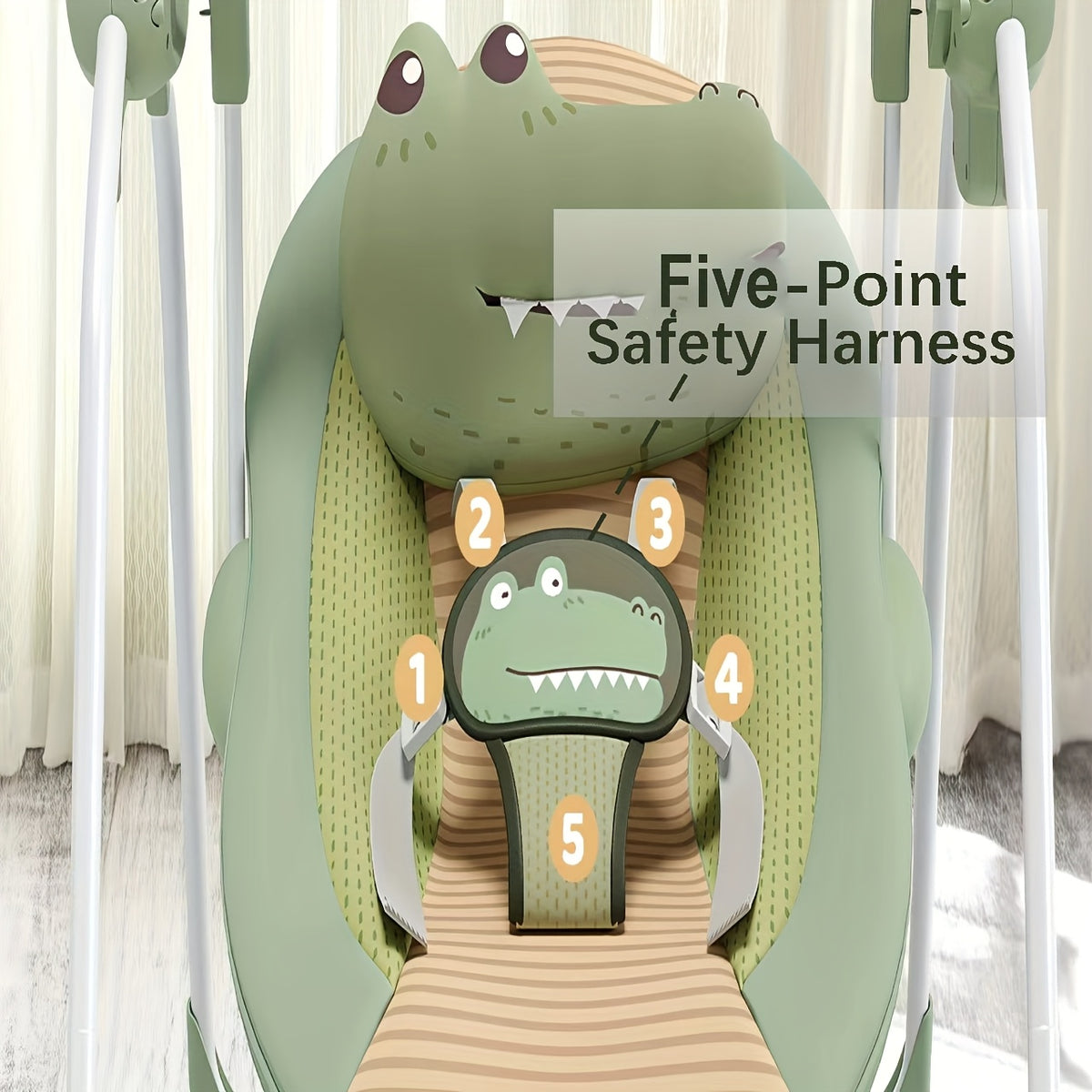 Foldable Baby Swing with Adjustable Speed and Timer, Green or Pink Infant Seat with Hanging Toy Arch for Supervised Awake Use, Up to 20 lbs