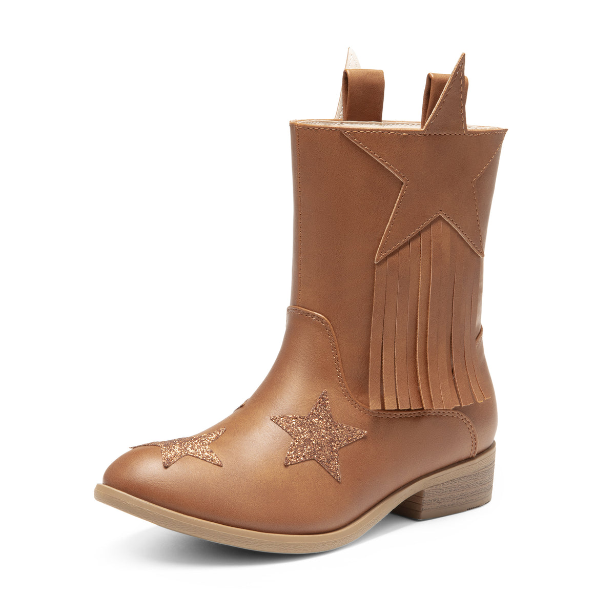 Girls Tassel Cowgirl Boots by DREAM PAIRS, Western Mid-Calf Cowboy Style for Toddler, Little Kid and Big Kid Sizes, Golden, Camel or White Color Options