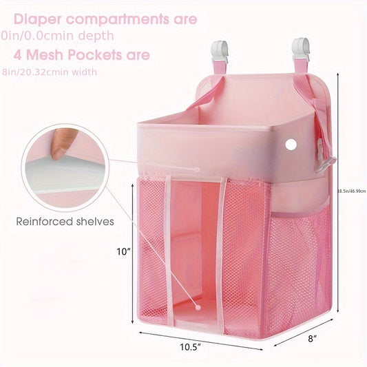 Hanging Diaper Caddy Organizer for Crib, Playard & Wall – Space-Saving Nursery Storage Stacker for Diapers & Baby Essentials, Easy Access Diaper Dispenser for Changing Table & Nursery
