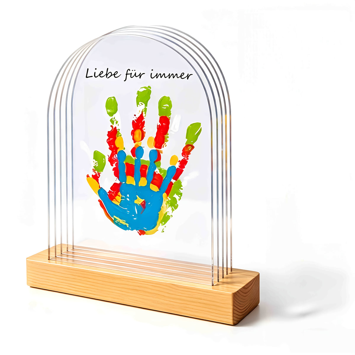 Family Handprint Kit with Keepsake Frame, 4 Handprint Spaces and 6 Paint Colors for Shared Memory Making, Mother's Day or Holiday Gift