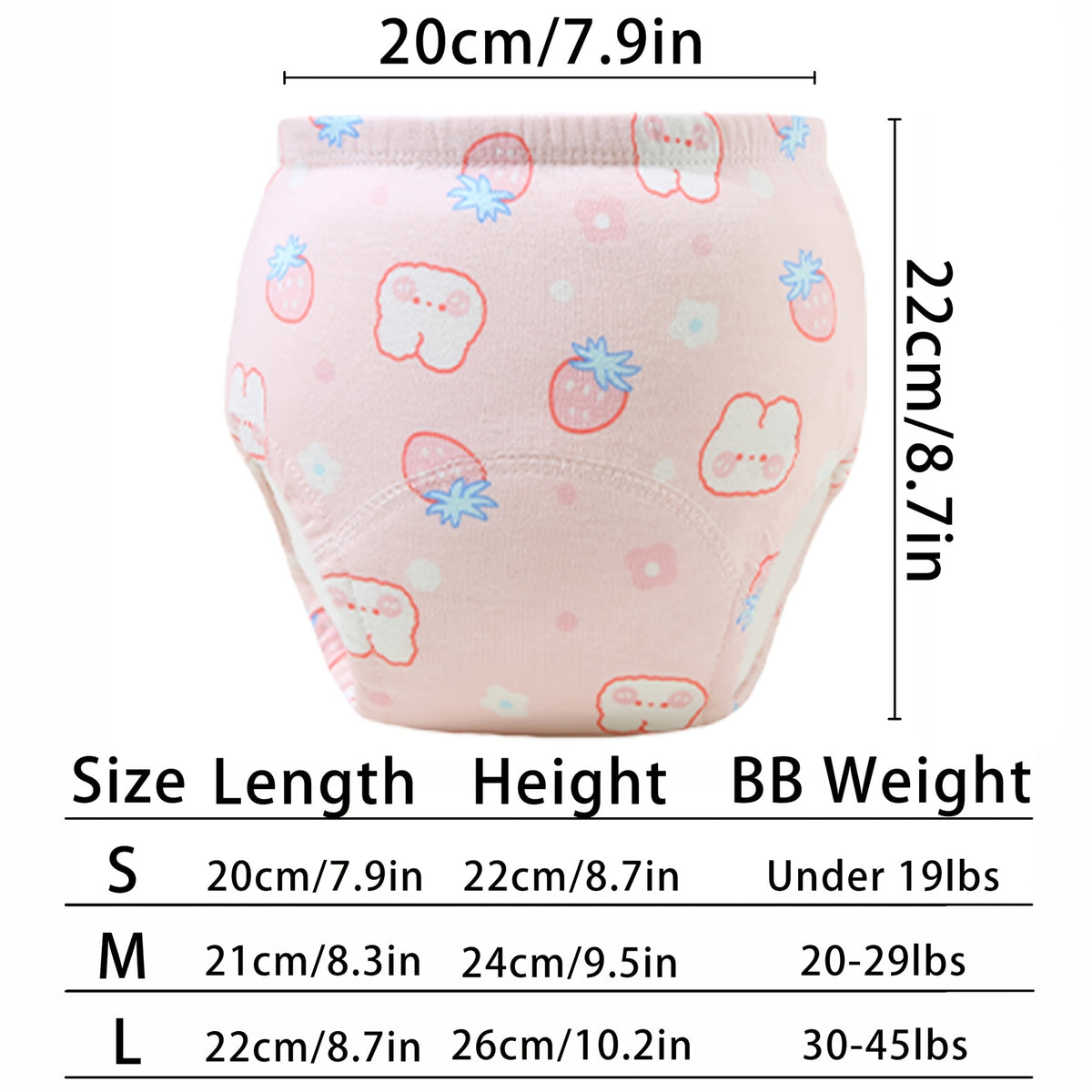 Cotton Toddler Diaper Training Pants 6-Pack with Underwater World or Pink Bunny Prints, Washable Reusable Absorbent Learning Underwear in Weight-Based Sizes