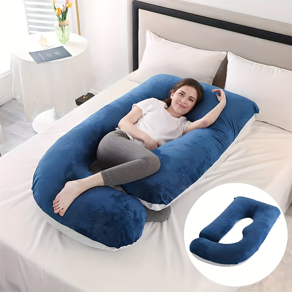 J-Shaped Full Body Pregnancy Pillow, 62-Inch Maternity Pillow with Removable Pillowcase, Large Size Back to Leg Support for Comfortable Pregnancy Sleep, Great Baby Shower and Holiday Gift