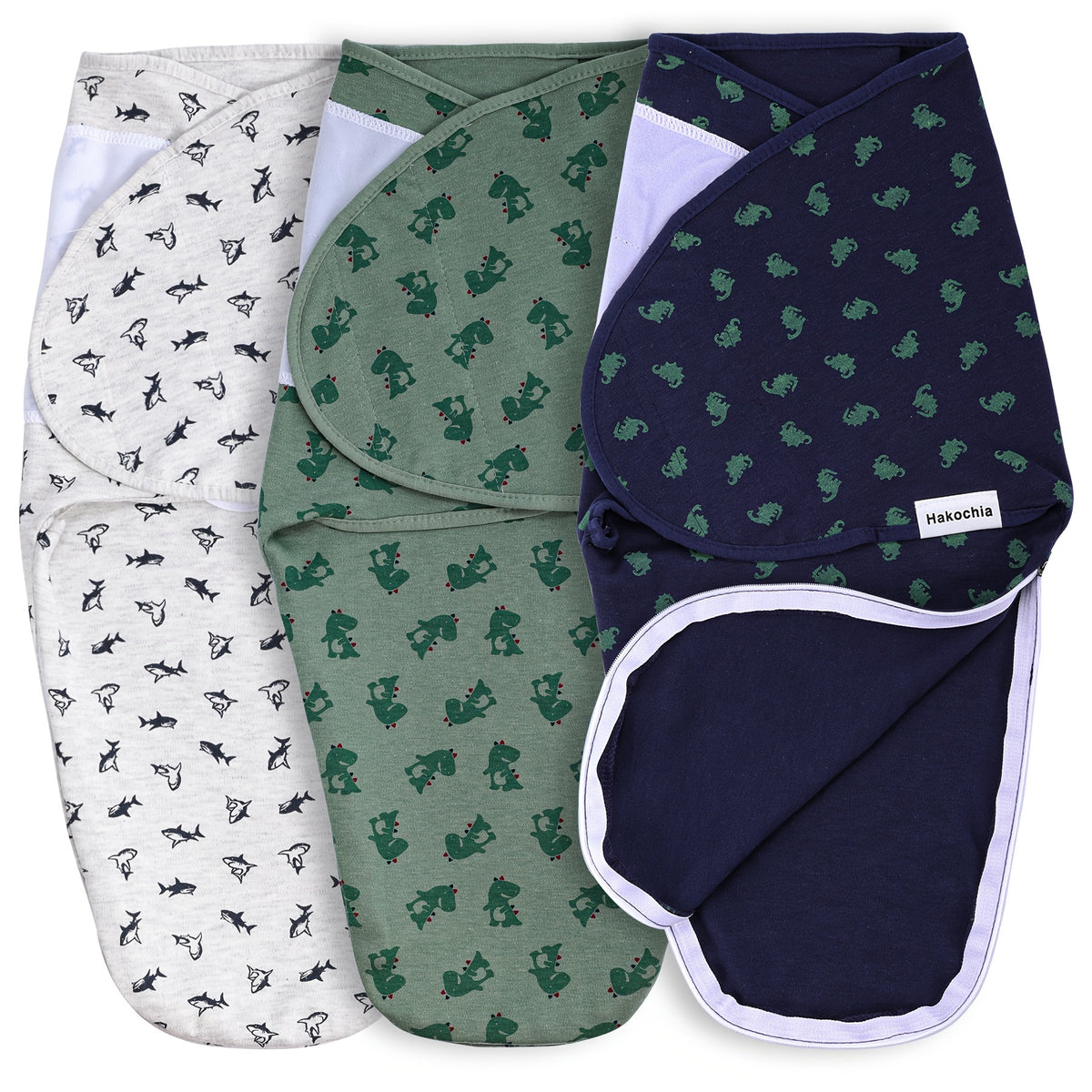 Zip-Up Baby Swaddle Blankets 3-Pack, Easy-Change Zipper Swaddles for Baby Boys, Soft All-Season Infant Wraps, Convenient Diaper Change Design, Great Baby Shower Gift Set