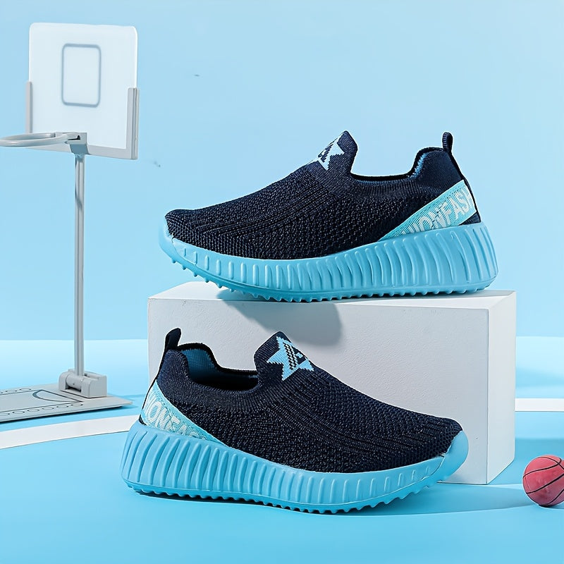 Kids Slip-On Mid-Top Sneakers for Boys and Girls, Lightweight Breathable Outdoor Play Shoes with Cushioned Sole in Toddler, Little Kid and Big Kid Sizes