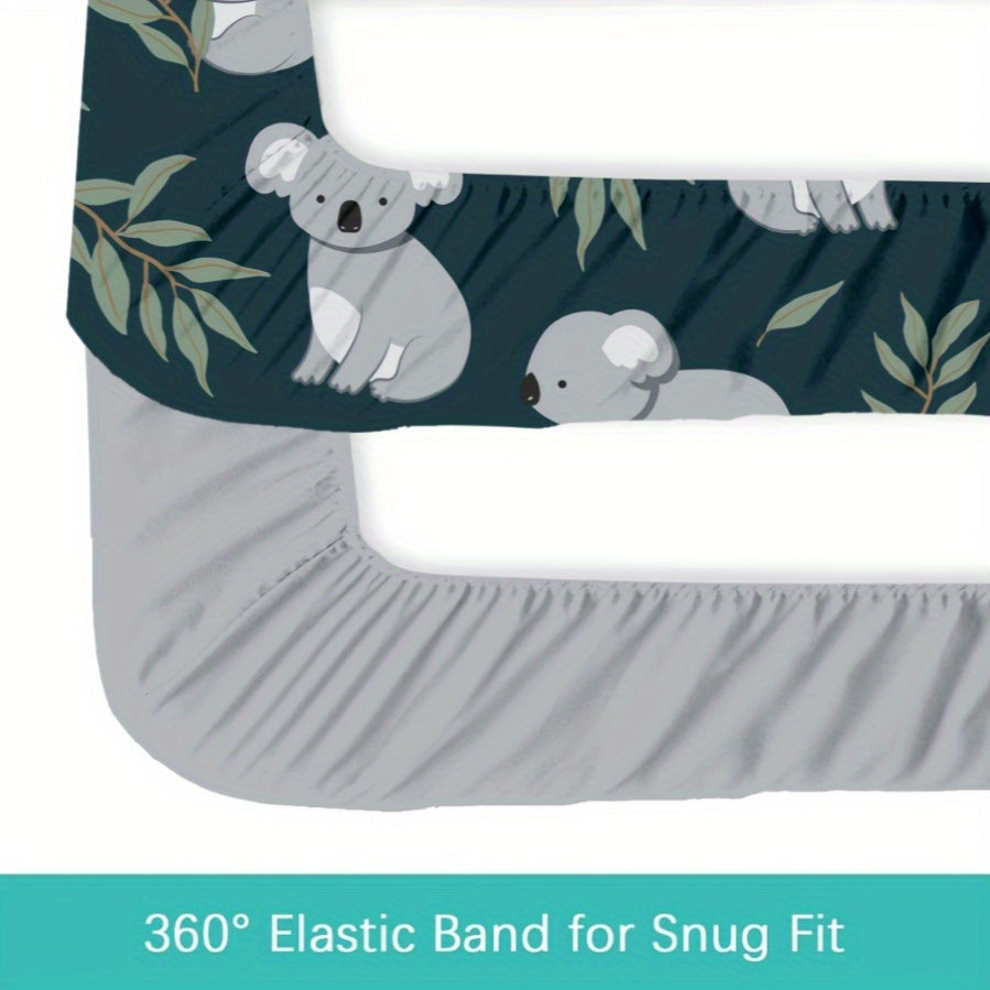 Baby Bassinet Fitted Sheets 4-Pack, 33 x 20 x 4 Inch Printed Nursery Bedding for Compatible Oval or Rectangular Mattresses, Sheets Only