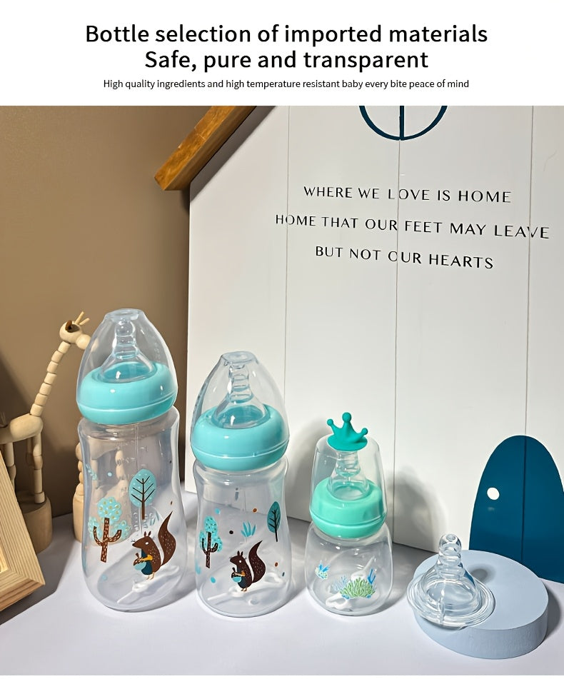 Wide Neck Baby Bottle Gift Set with Covered Feeding Bottles, Pink Green or Blue Options for Everyday Feeding and Baby Shower Gifting