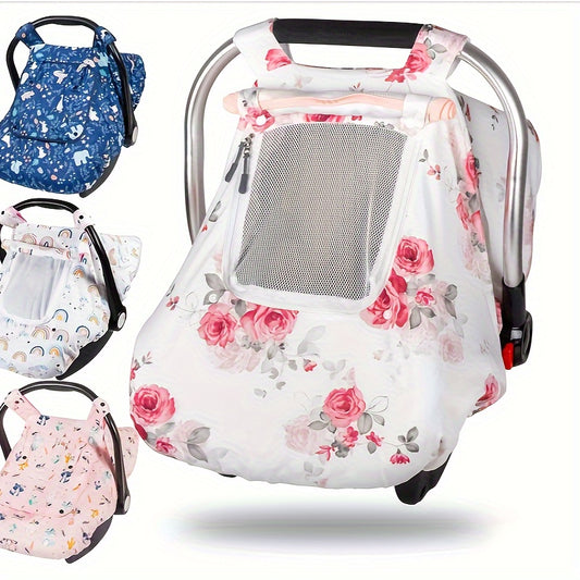 Baby Carrier Canopy Cover, Soft Minky Infant Car Seat Outer Cover with Floral and Animal Print Options for Supervised Everyday Outings