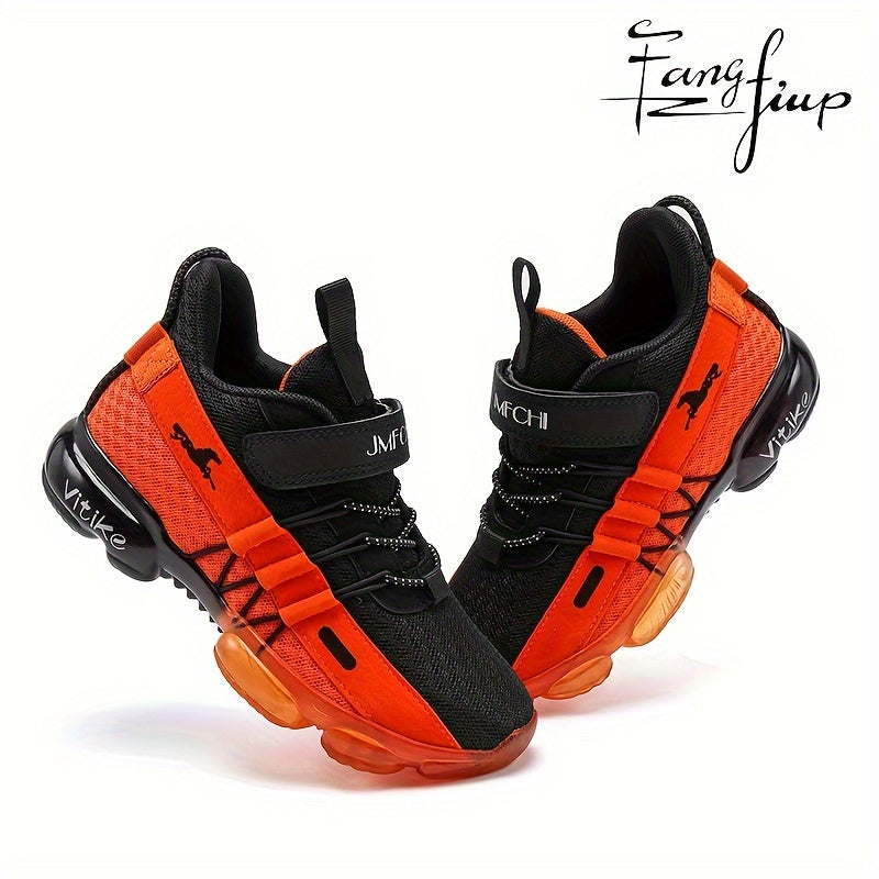 Kids Knit Mesh Running Shoes by FANGFIUP, Breathable Lightweight Round-Toe Sneakers for Boys' Active Play, Training and Everyday Outings