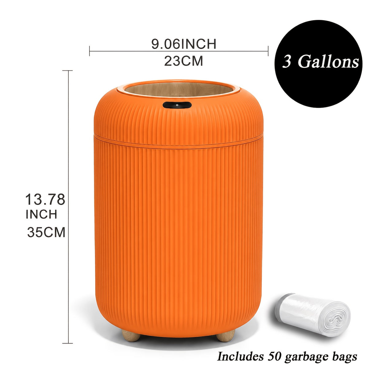 Automatic Touchless Trash Can with Sensor-Opening Lid and Odor-Containing Seal, Compact Waste Bin for Bathroom, Bedroom or Home Office