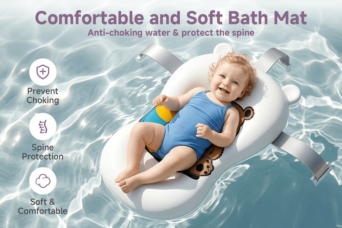 Folding Infant Bath Tub with Soft Cushion and Thermometer, Non-Slip Collapsible Baby Bathtub for Supervised Newborn-to-Toddler Bathing at Home or Travel