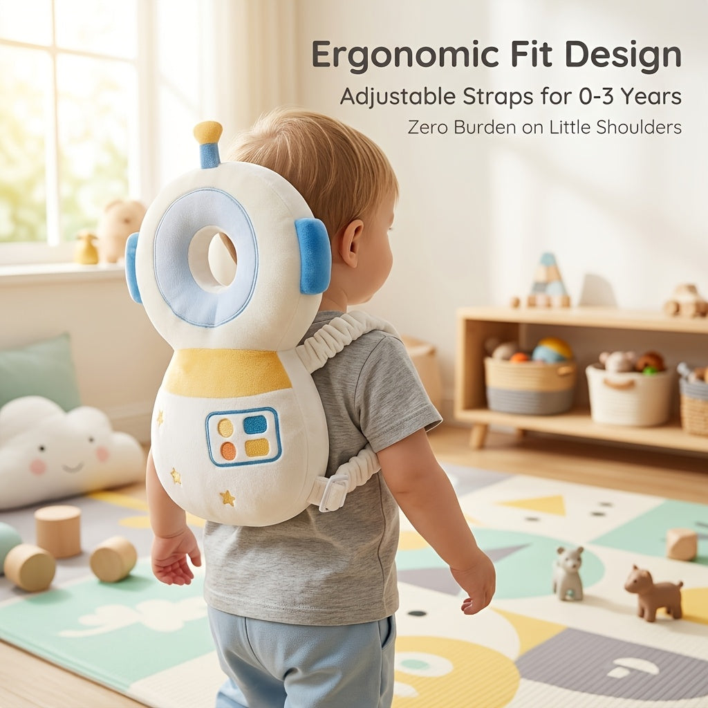 Toddler Head Protection Backpack with Plush Animal Back Cushion, Adjustable Shoulder and Chest Straps for Supervised Crawling and First Steps