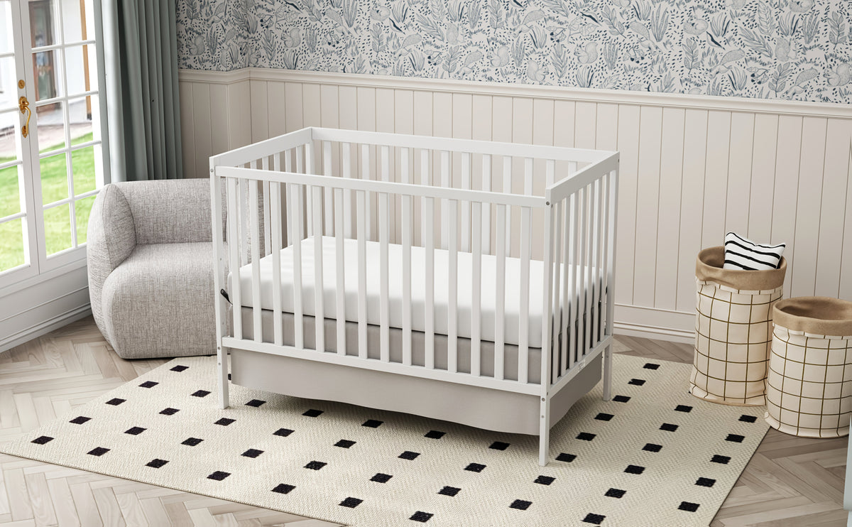 5-in-1 Convertible Crib by Goldzone, New Zealand Pine Wood Baby Crib with 4 Adjustable Mattress Heights, Toddler, Daybed and Full-Bed Options