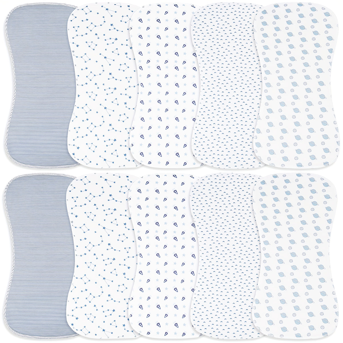 Baby Burp Cloths 10-Piece Set with Printed Style Options, Newborn Spit-Up Cloths and Washcloths for Boys and Girls, Everyday Feeding Essentials