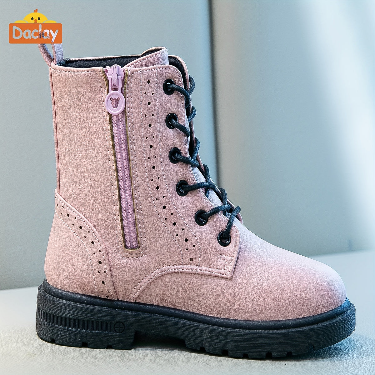 Boys Casual Boots in Black by Daclay, Solid-Color Slip-Resistant Outdoor Footwear for Toddler, Little Kid and Big Kid Fall and Winter Wear