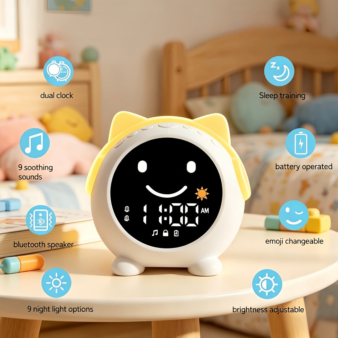 Toddler Sleep Training Clock with OK-to-Wake Color Display, LED Night Light, Sound Machine and Bluetooth Music Player for Kids Bedroom