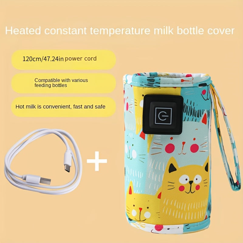 Self-Adhesive Portable Bottle Heater with 3 Adjustable Temperature Settings, Durable Travel Bottle Warmer for Outdoor Activities, Compact Modern Accessory for On-the-Go Feeding