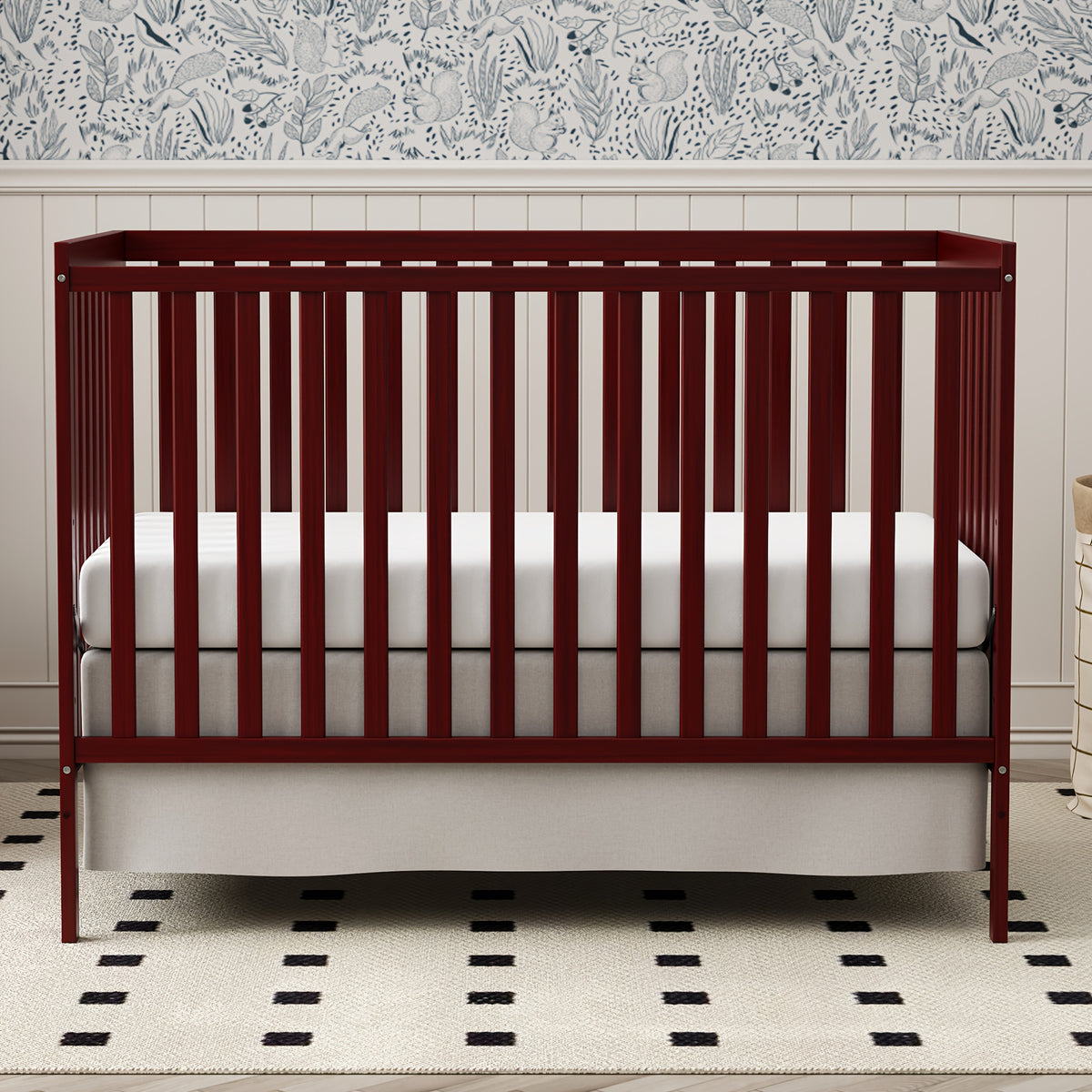 5-in-1 Convertible Crib by Goldzone, New Zealand Pine Wood Baby Crib with 4 Adjustable Mattress Heights, Toddler, Daybed and Full-Bed Options