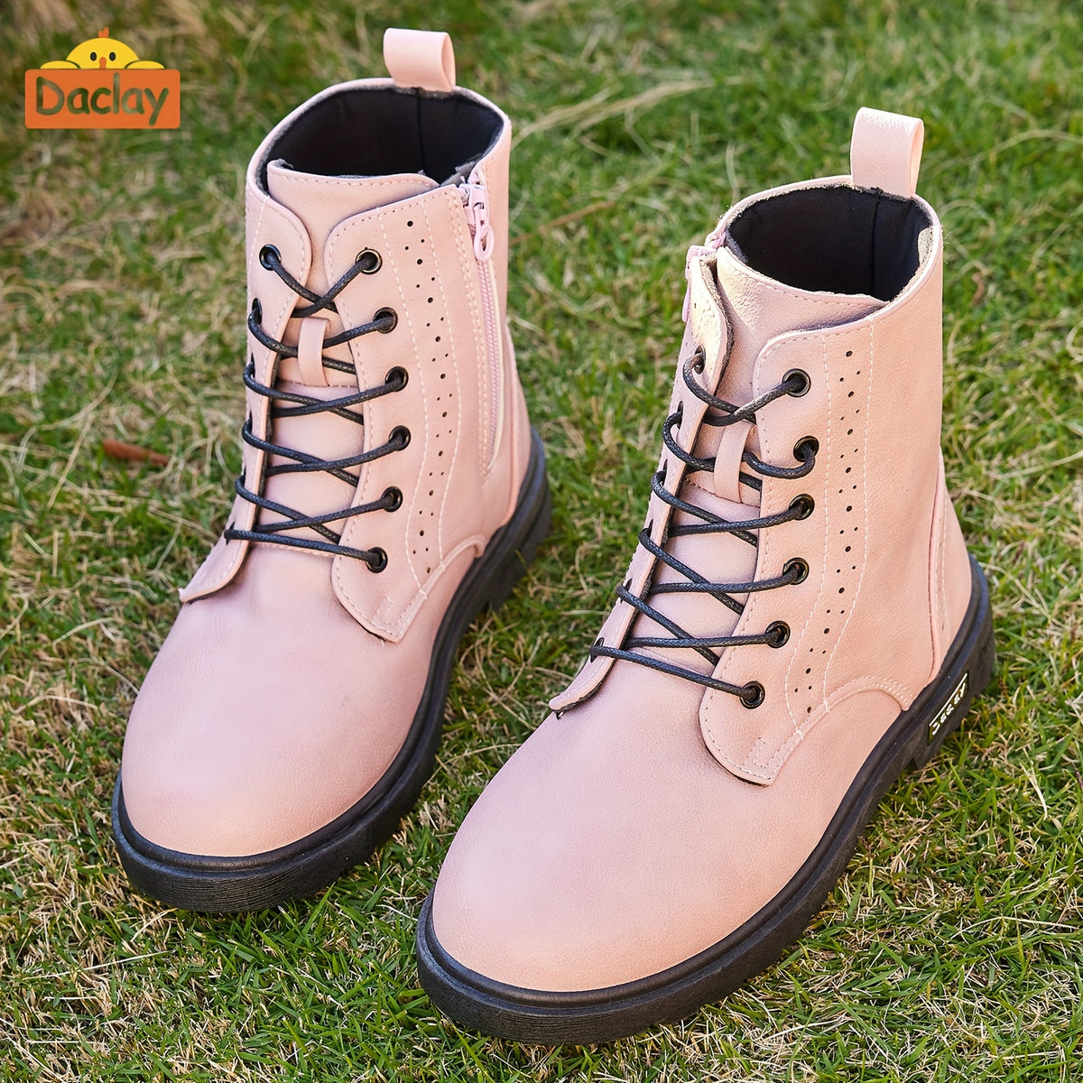 Boys Casual Boots in Black by Daclay, Solid-Color Slip-Resistant Outdoor Footwear for Toddler, Little Kid and Big Kid Fall and Winter Wear