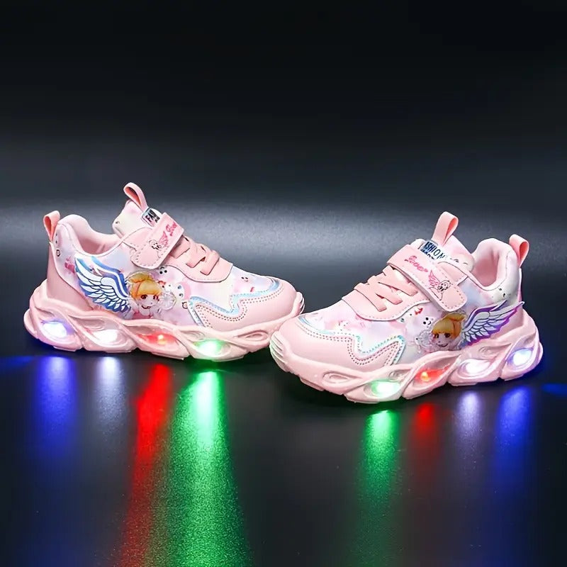 LED Light-Up Sneakers for Girls - Glow-in-the-Dark Casual Running Shoes, Fun Princess Style Light Up Shoes for Little Girls, Lightweight Everyday Wear