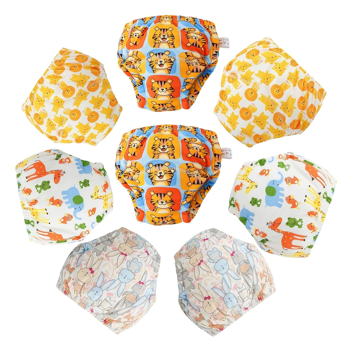 Reusable Washable Toddler Training Pants, 4pcs or 8pcs Pack, Breathable Elastic Waistband Cloth Diapers for Toilet Training, Cute Dog & Animal Prints, Potty Training Gift for Boys and Girls