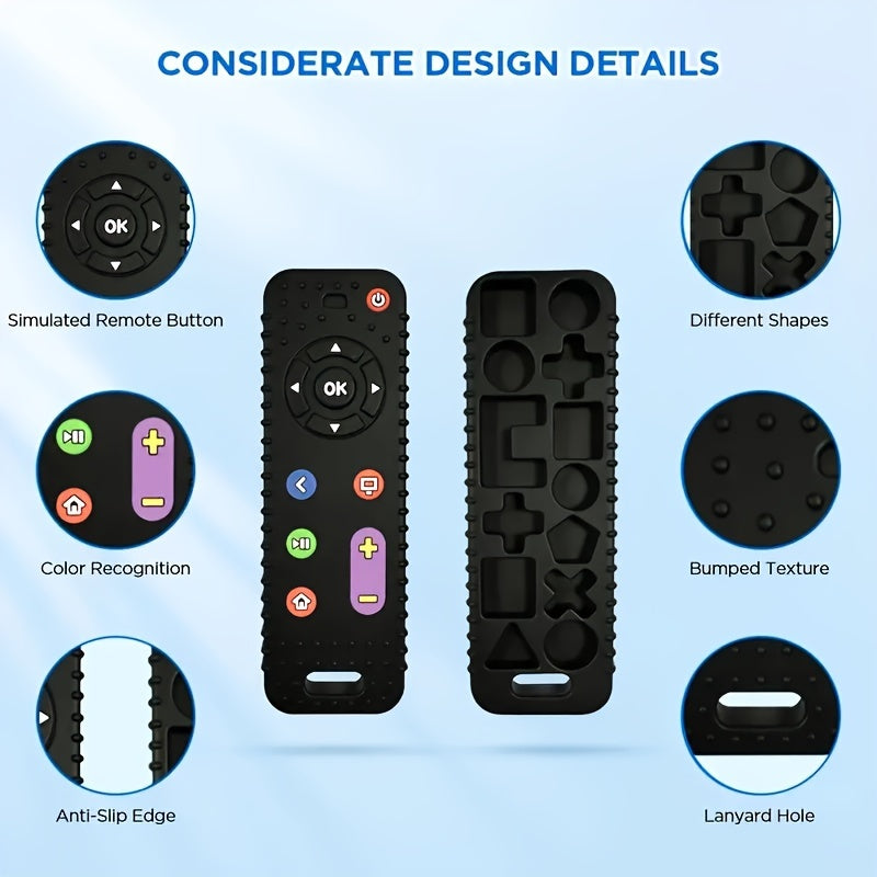 Silicone Baby Teething Toys with TV Remote and Game Controller Designs, Soft Chew Toys with Colorful Button Details for Supervised Play