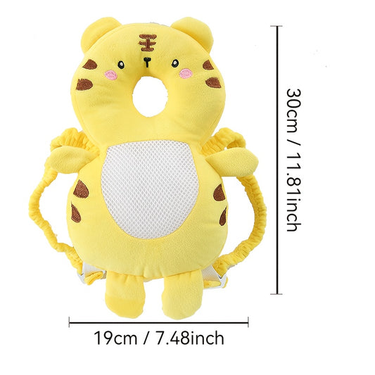 Baby Head Protector Backpack with Plush Animal Cushion, Adjustable Toddler Walking and Crawling Back Pad in Dinosaur, Duck, Tiger, Astronaut or Bunny