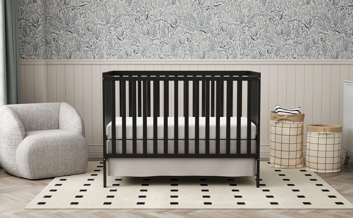 5-in-1 Convertible Crib by Goldzone, New Zealand Pine Wood Baby Crib with 4 Adjustable Mattress Heights, Toddler, Daybed and Full-Bed Options