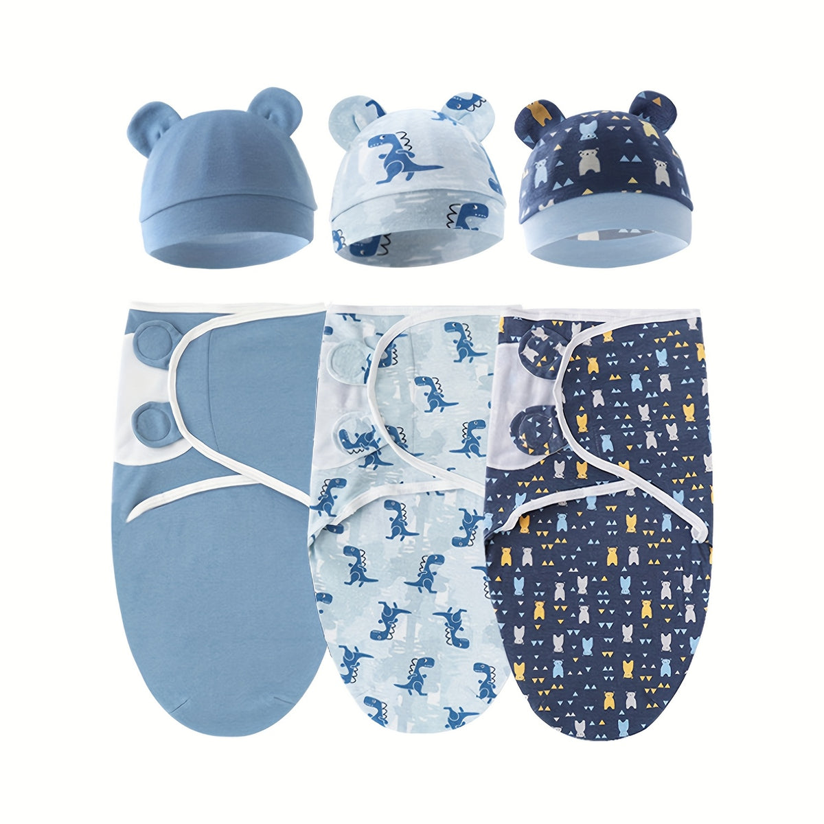 Newborn Blanket and Hat Set for 0 to 3 Months, Coordinated Baby Wrap and Cap in Multiple Color and Print Styles for Coming-Home Photos and Gifting