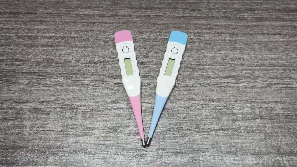 Digital Infant Thermometer 2-Pack with Fever Alert, Curved Probe and LED Display, Oral & Rectal Baby Thermometers in Blue and Pink, Celsius/Fahrenheit Switchable
