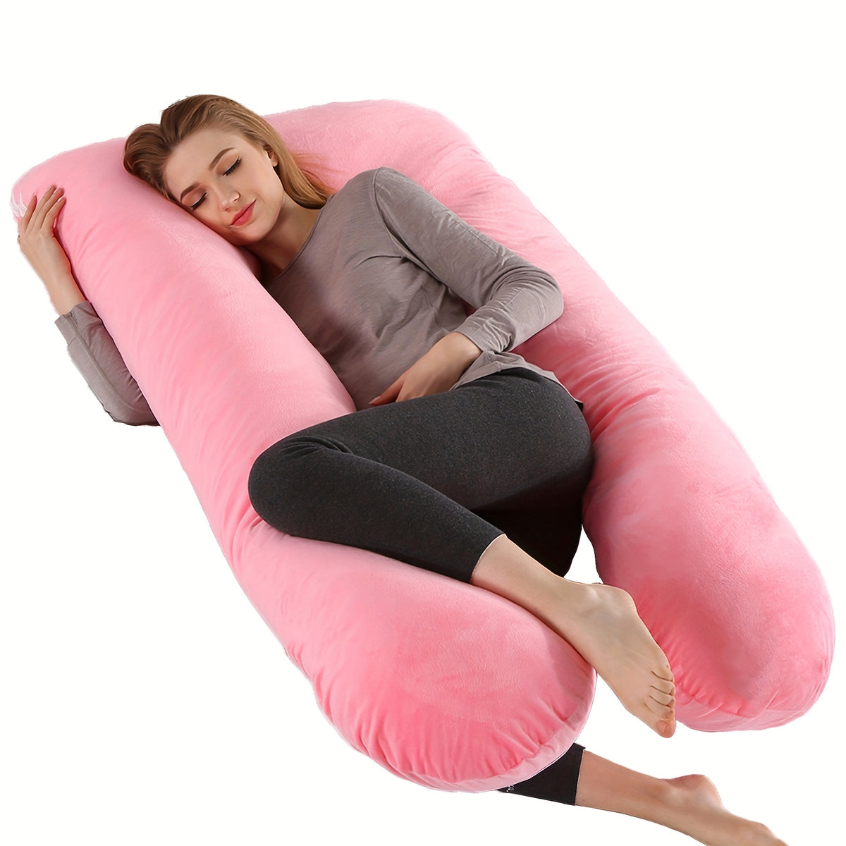 Maternity Back Neck and Leg Support Pillow, U-Shaped Portable Pregnancy Pillow, Soft Comfortable Polyester Body Pillow for Expecting Moms, Hand Wash or Dry Clean, Full Body Pregnancy Support