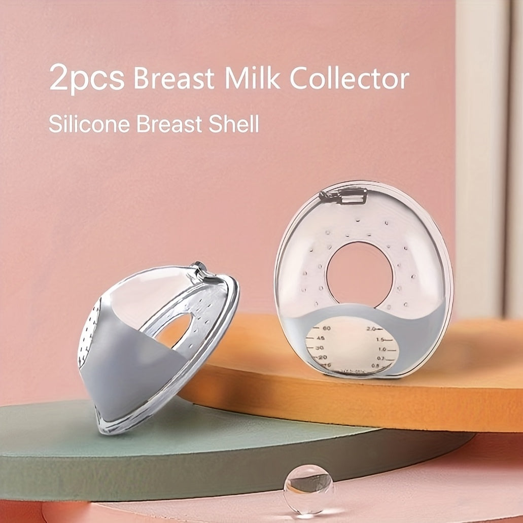 Breast Milk Collection Cups, 2-Pack Reusable Nursing Collectors with Measuring Scale and Stand, Listed 2 oz 60 mL Capacity for Home and Travel