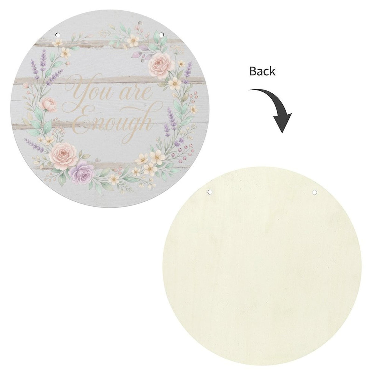 8-Inch Round Wood Door Sign with 2D Flat Print, Decorative Nursery and Home Door Hanger for Seasonal Wall, Patio or Garden Display, Flat Printed Circle Plaque