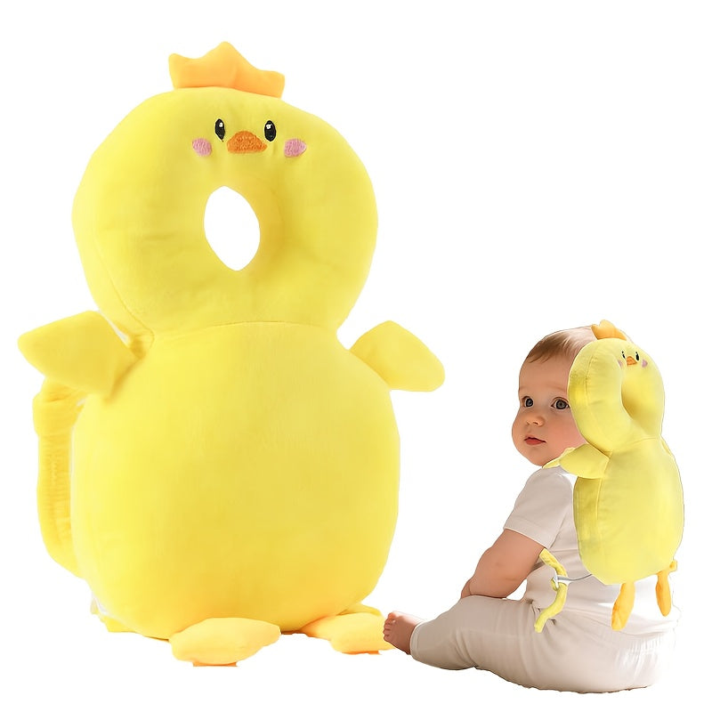 Baby Head Protector Backpack with Plush Animal Cushion, Adjustable Toddler Walking and Crawling Back Pad in Dinosaur, Duck, Tiger, Astronaut or Bunny