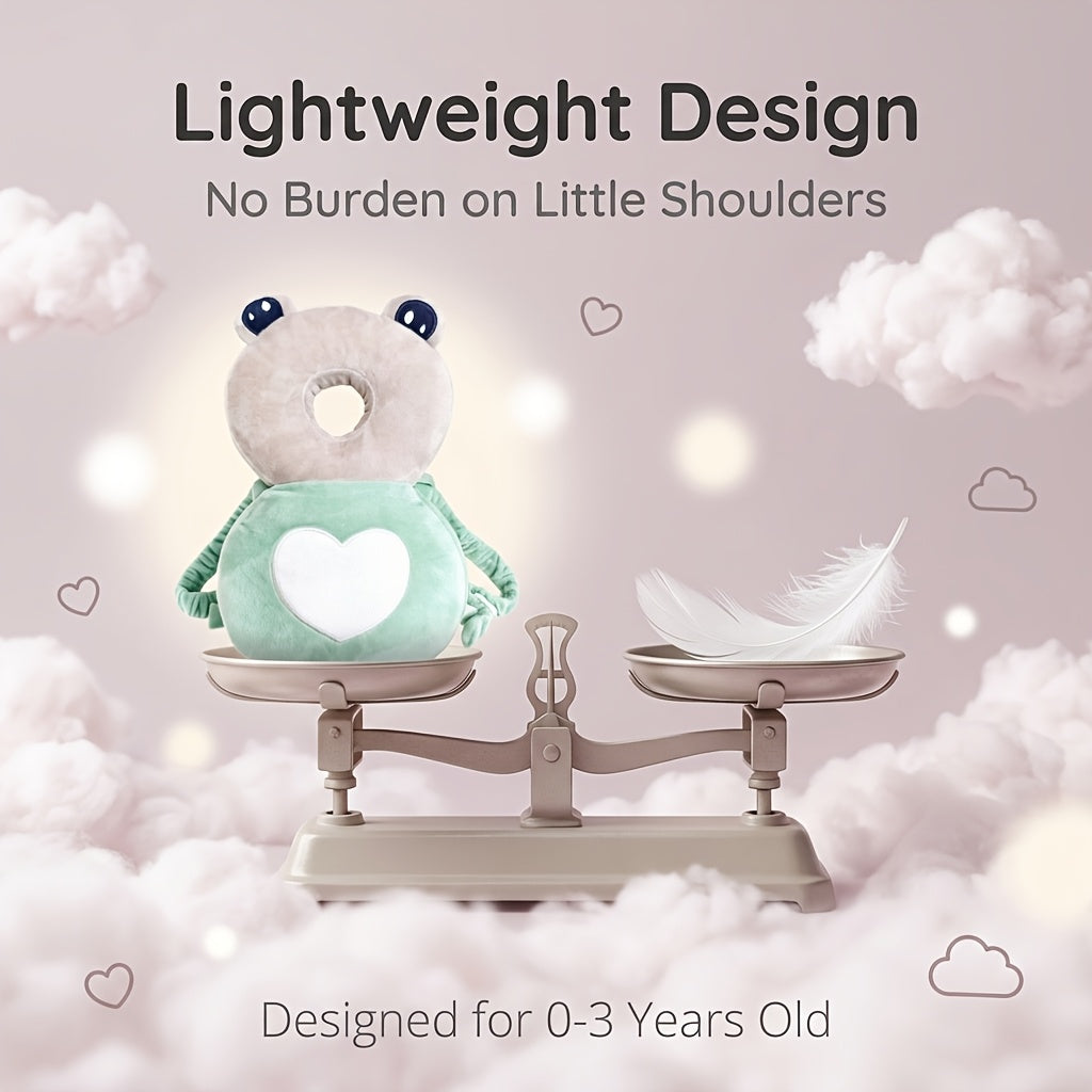 Toddler Head Protection Backpack with Plush Animal Back Cushion, Adjustable Shoulder and Chest Straps for Supervised Crawling and First Steps