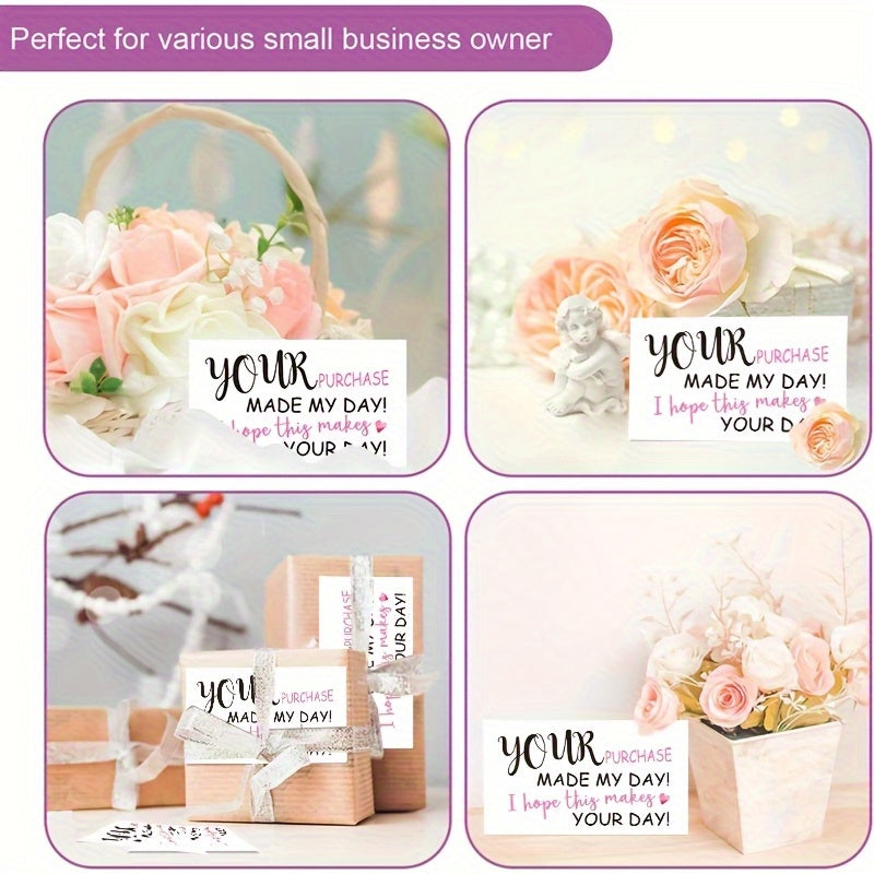Thank You Cards for Gift Packaging, Bronzing-Style Appreciation Message Cards or Decorative Package Labels for Small Businesses and Gifts, Choose 200 or 400 Pieces