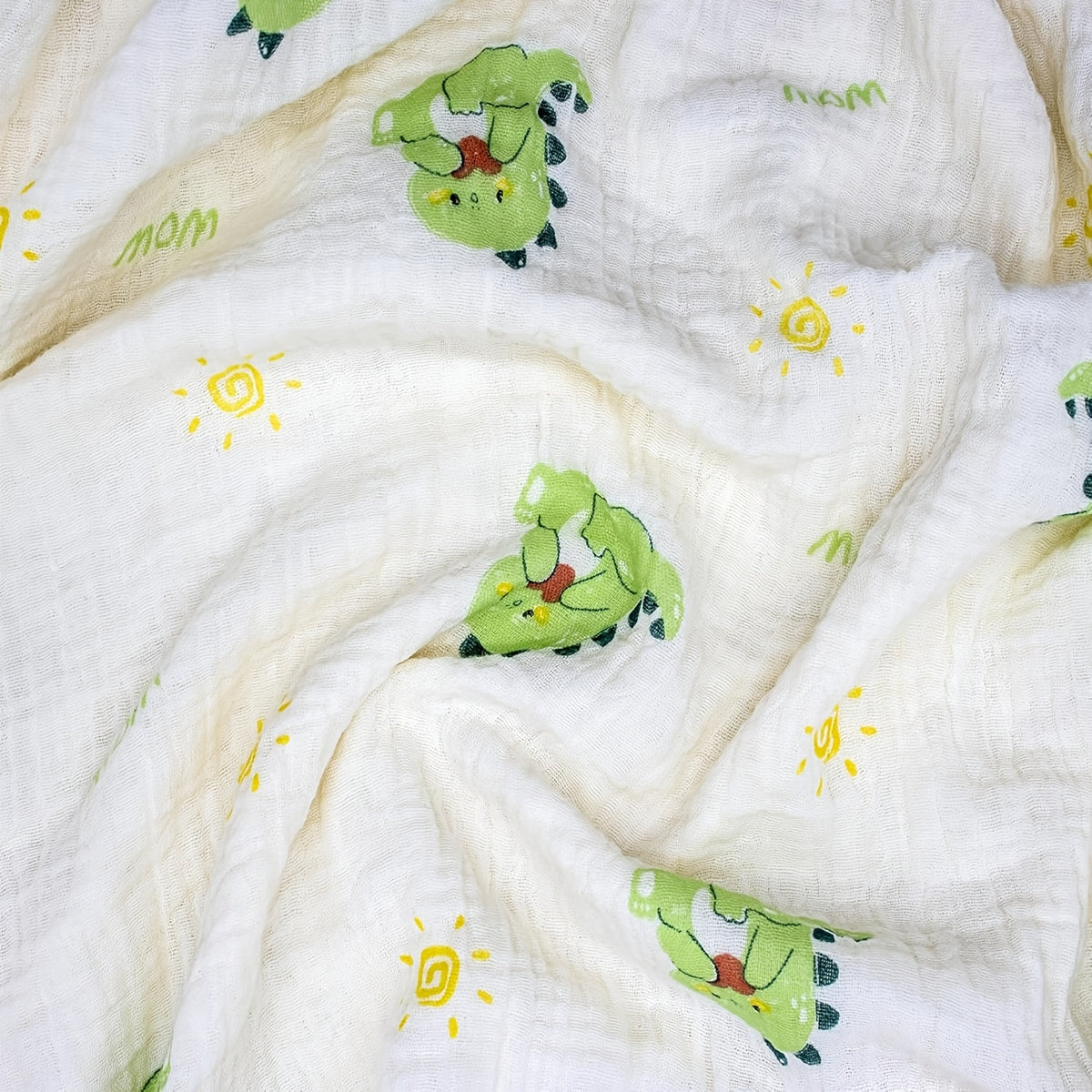 Double-Layer Baby Blanket with Cotton Gauze and Minky Dot Backing, 39.37 x 39.37 Inch Newborn Wrap in Bear, Rabbit and Dinosaur Prints