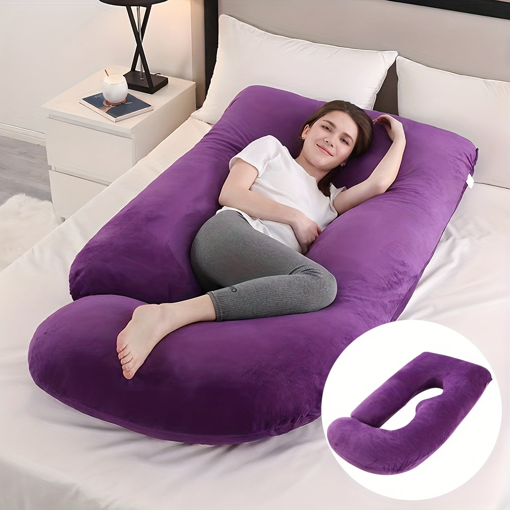 J-Shaped Full Body Pregnancy Pillow, 62-Inch Maternity Pillow with Removable Pillowcase, Large Size Back to Leg Support for Comfortable Pregnancy Sleep, Great Baby Shower and Holiday Gift