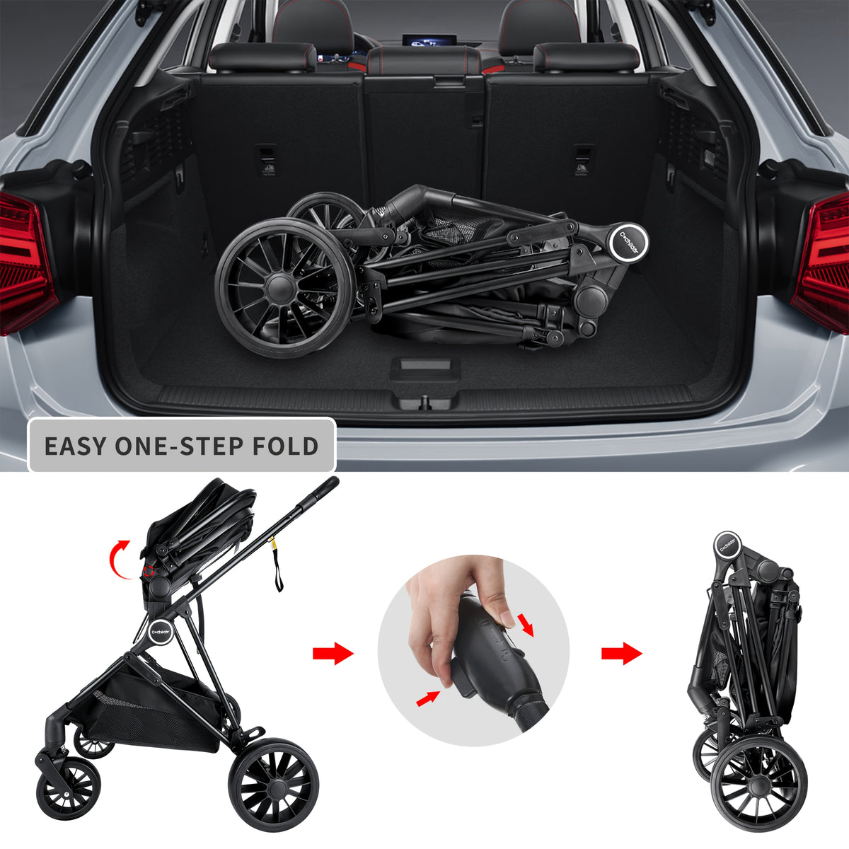 Reversible Baby Stroller with Parent-Facing and World-Facing Modes, Bassinet Configuration, Canopy and Storage Basket for Family Outings