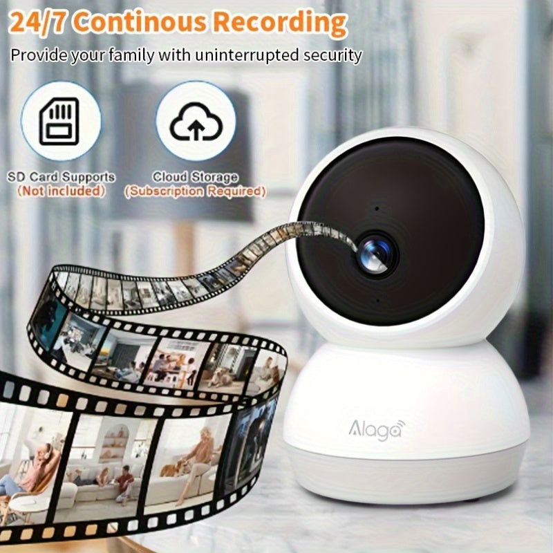 2K WiFi Indoor Security Camera with AI Motion Alerts, Night Vision, Two-Way Audio, 2.4G/5G Connectivity and Smartphone Monitoring for Home or Nursery