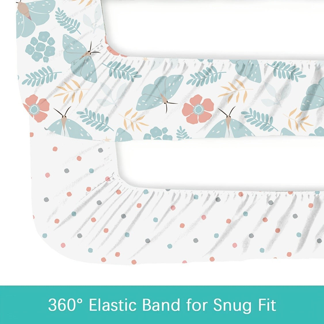Baby Bassinet Fitted Sheets 4-Pack, 33 x 20 x 4 Inch Printed Nursery Bedding for Compatible Oval or Rectangular Mattresses, Sheets Only