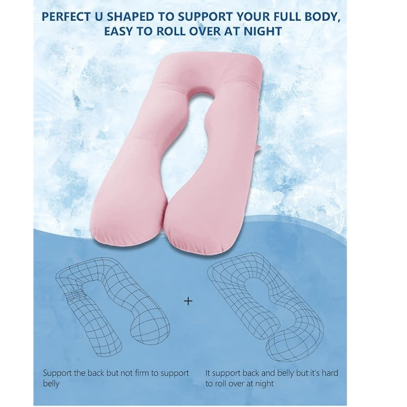 Velvet Cover U-Shaped Pregnancy Pillow, Full Body Maternity Sleeping Pillow with Detachable Soft Velvet Cover, Essential Comfort Support for Pregnant Women and Expectant Mothers
