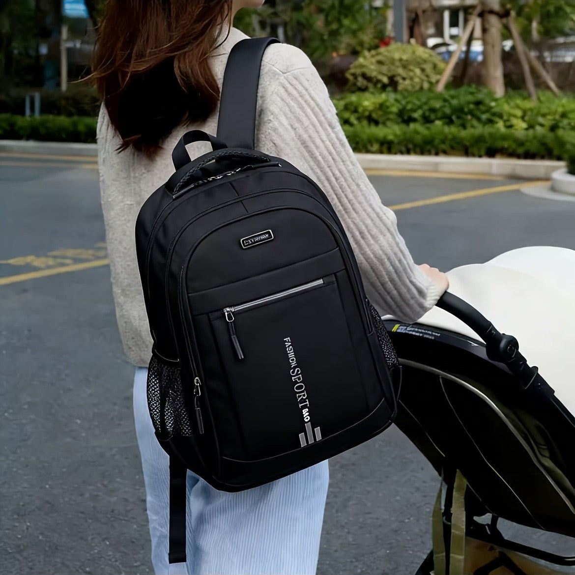 Utility-Pocket Diaper Backpack for Moms and Dads, Large-Capacity Multi-Compartment Baby Bag with Casual Tassel Detail for Travel and Daily Essentials