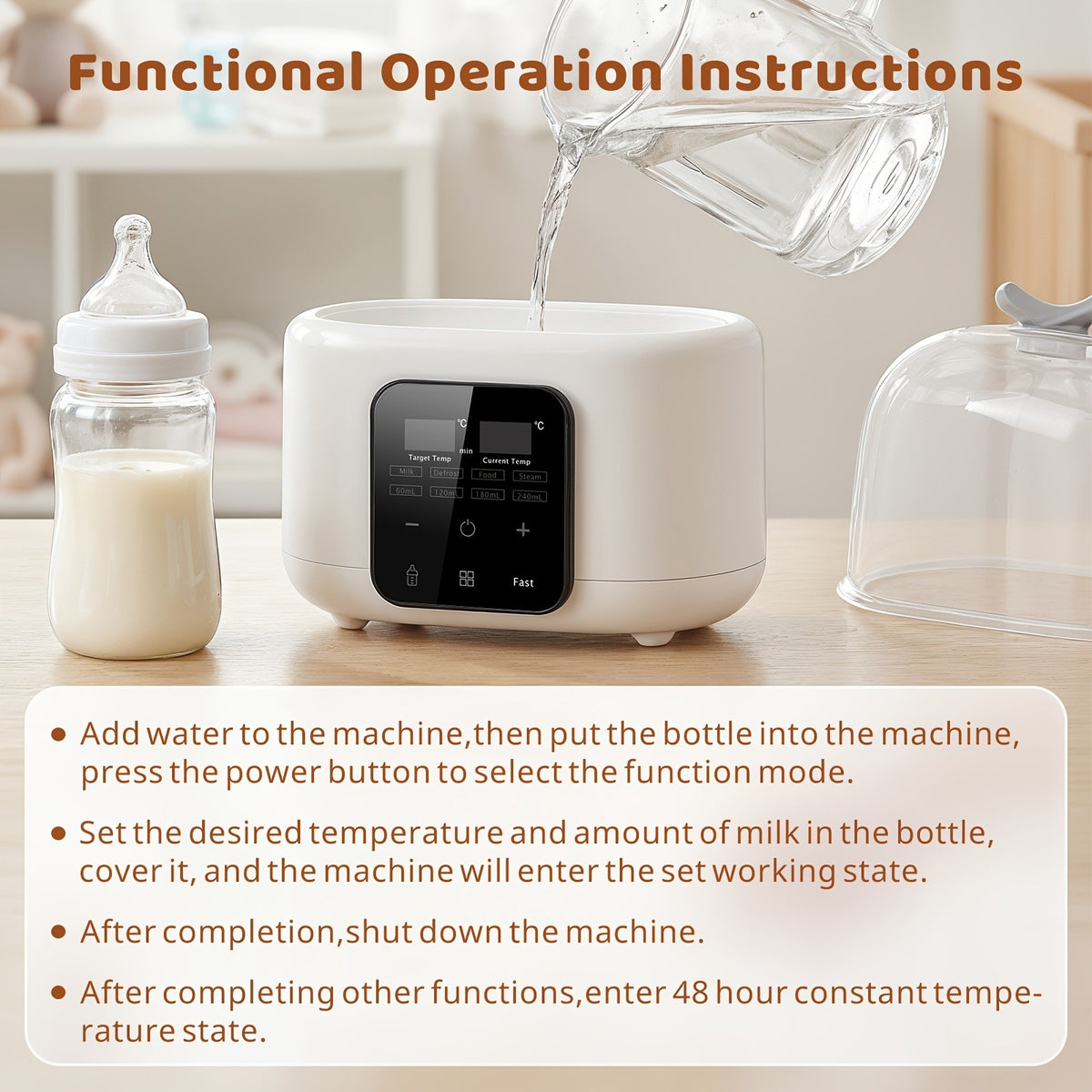 Dual Baby Bottle Warmer for Breast Milk and Formula, 6-in-1 Countertop Milk Heater with Timer, Defrost, Keep-Warm and Baby Food Jar Heating