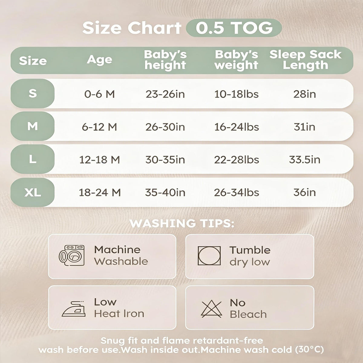 Bamboo Baby Sleep Sack TOG 0.5, Super Soft Wearable Blanket for Infants and Toddlers, Breathable Sleeping Sack with 2-Way Zipper for Easy Diaper Changes, Perfect Baby Shower Gift for Warm Nights