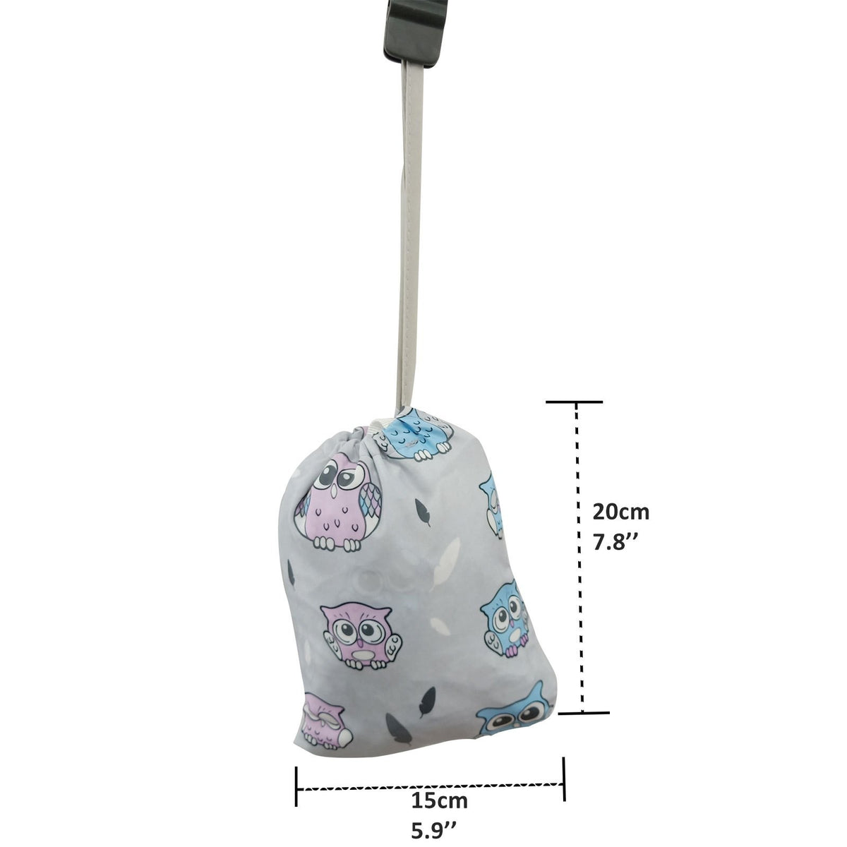 Padded Baby High Chair and Shopping Cart Seat Cover, Machine-Washable Portable Cushion with Attached Storage Bag in Grey Flower or Blue Owl