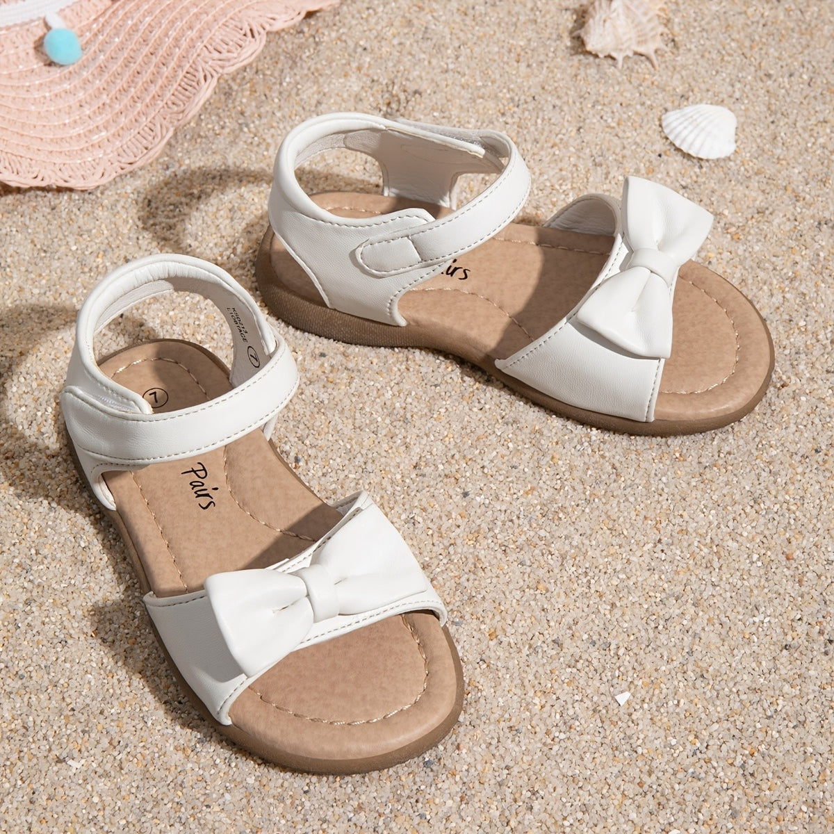 Girls Bow Sandals by DREAM PAIRS with Hook-and-Loop Fastener | Round-Toe TPR Sole Summer Shoes for Toddler, Little Kid and Big Kid Outings