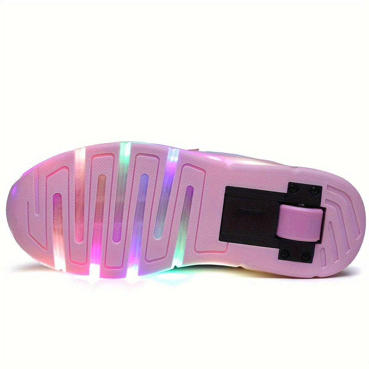 Kids Two-Wheel Roller Shoes with Flashing Lights, Pink Wheeled Sneakers for Boys and Girls in Toddler, Little Kid and Big Kid Sizes