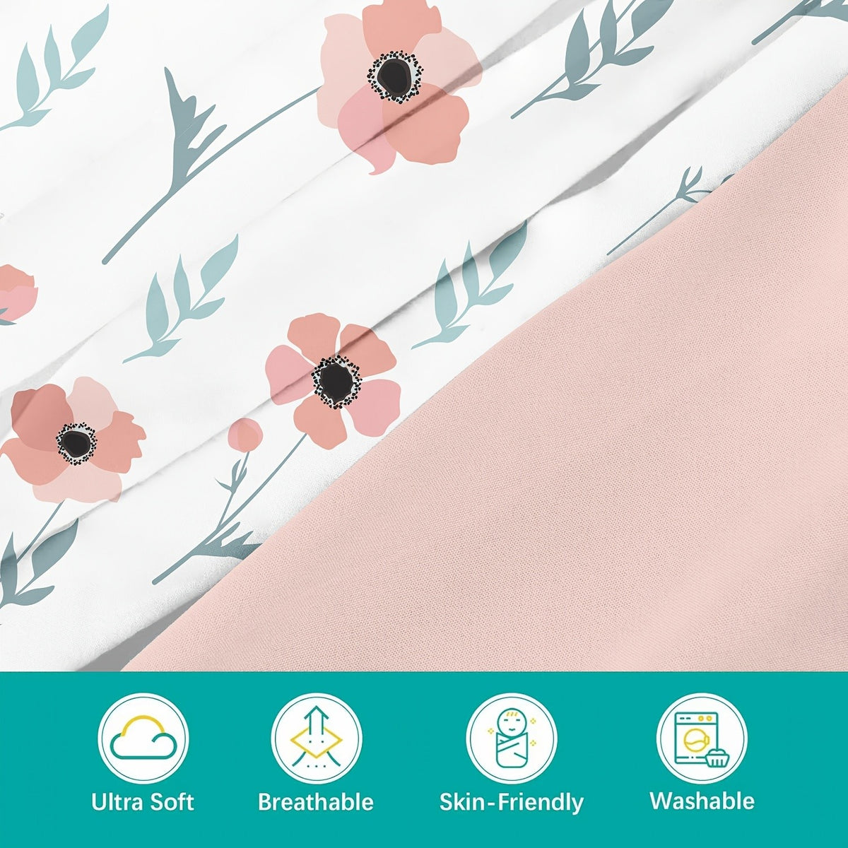 Baby Bassinet Fitted Sheets 4-Pack, 33 x 20 x 4 Inch Printed Nursery Bedding for Compatible Oval or Rectangular Mattresses, Sheets Only