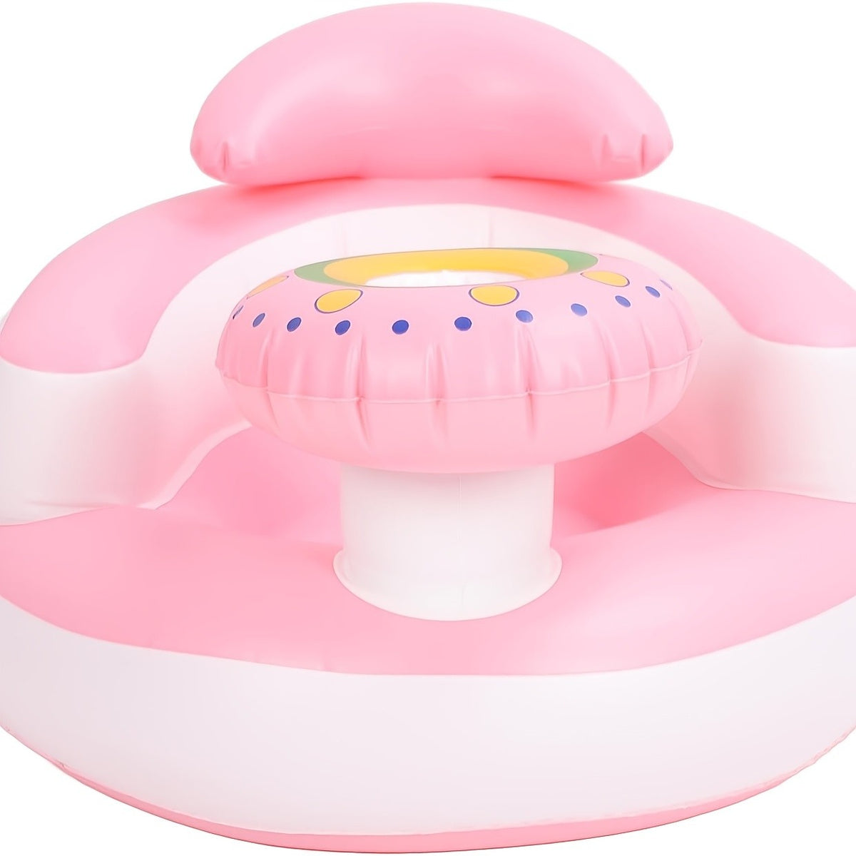 Inflatable Baby Seat with UFO-Style Design, PVC Sit-Up Floor Chair for Supervised Play and Sitting Practice, Blue and White or Pink and White Color Options